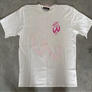 White Graphic T-Shirt w/ Pink Logo